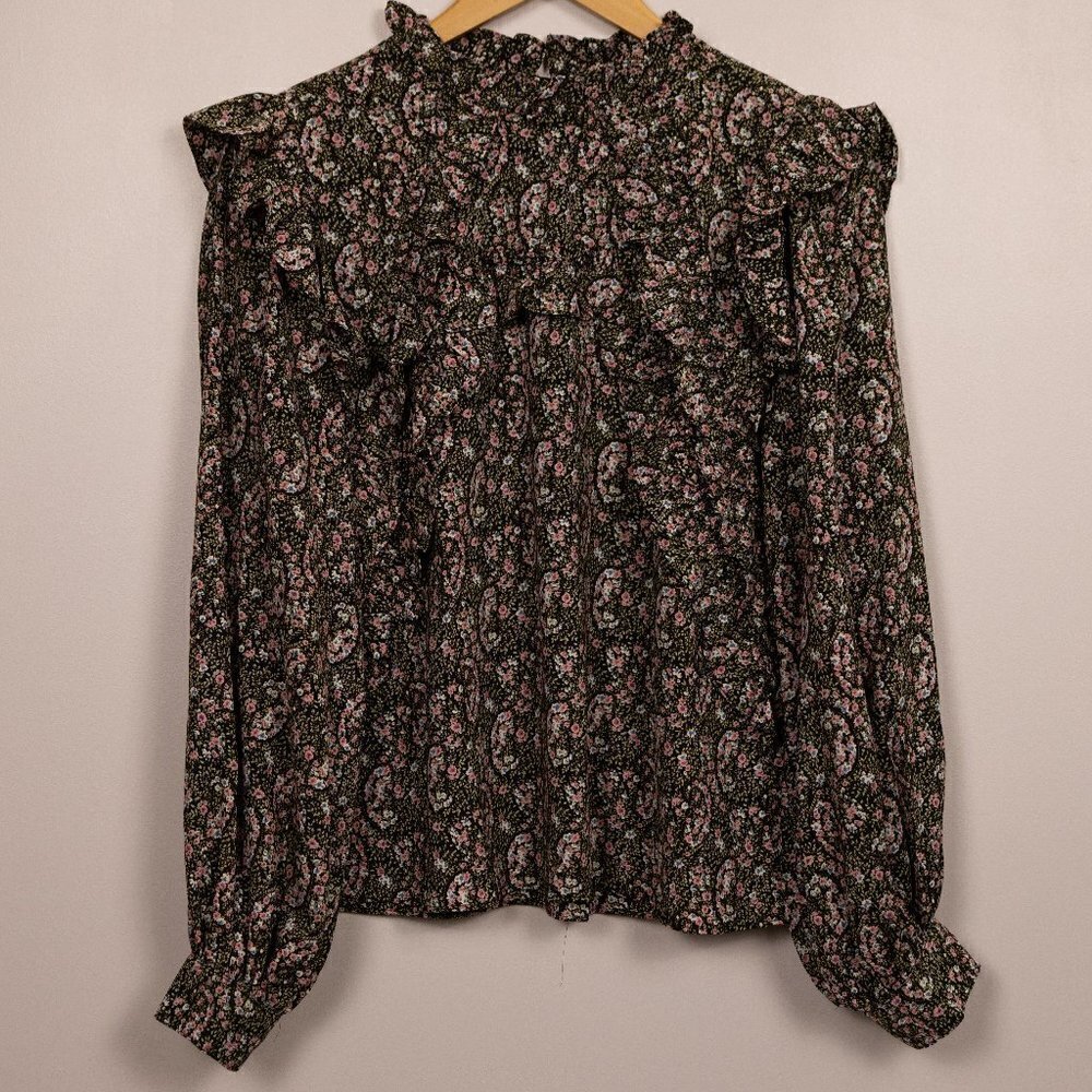 Reset by Jane floral ruffle blouse-L